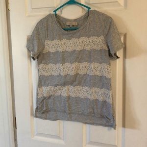 Grey and white lace t shirt